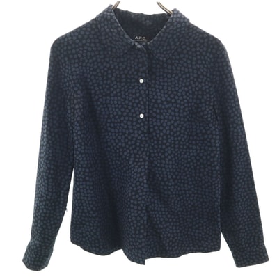 A.P.C. アーペーセー シルク 総柄 長袖 シャツ S ブラック