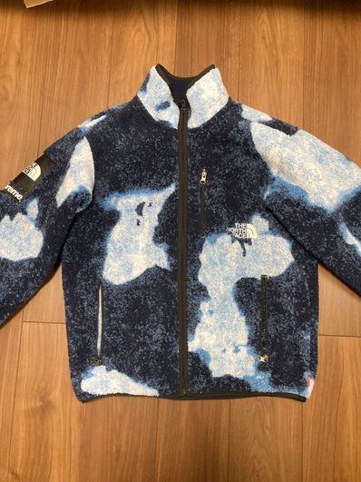 Supreme x The North Face Bleached Denim Print Fleece Jacket "Indigo"