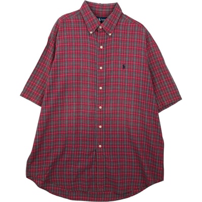 古着 ラルフローレン Ralph Lauren BLAKE 半袖 ボタンダウン チェックシャツ メンズL相当/eaa641165