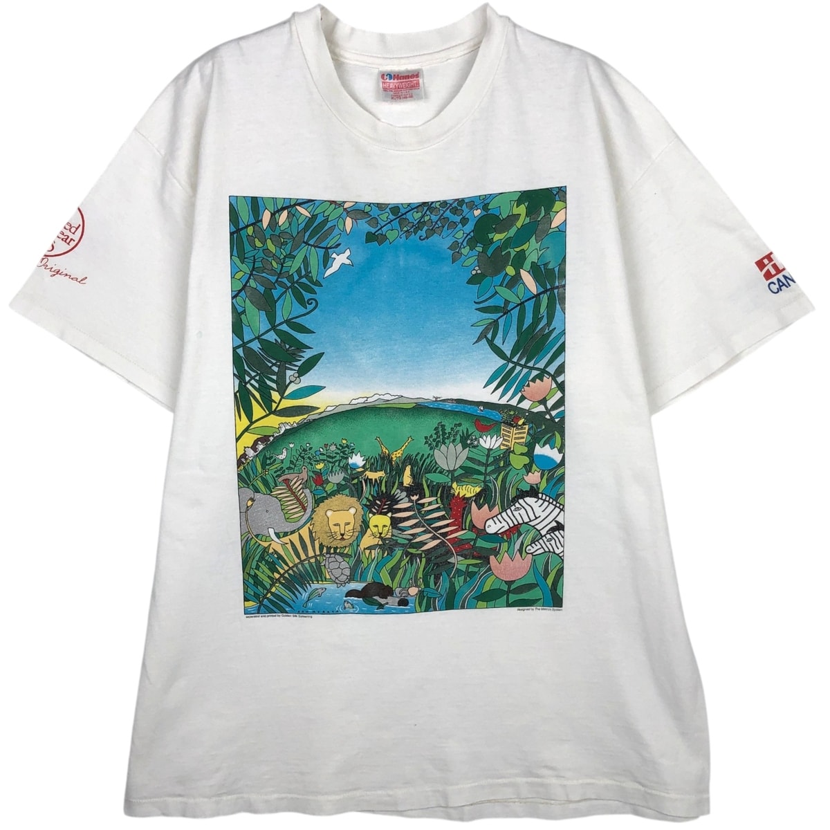 古着 90年代 ヘインズ Hanes HEAVYWEIGHT アニマル柄 アートTシャツ USA製 メンズXL相当 ヴィンテージ/eaa638239