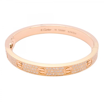 【6jdb0408-36】カルティエ バングル ラブブレス フルパヴェ K18PG ピンクゴールド ダイヤモンド【中古】レディース