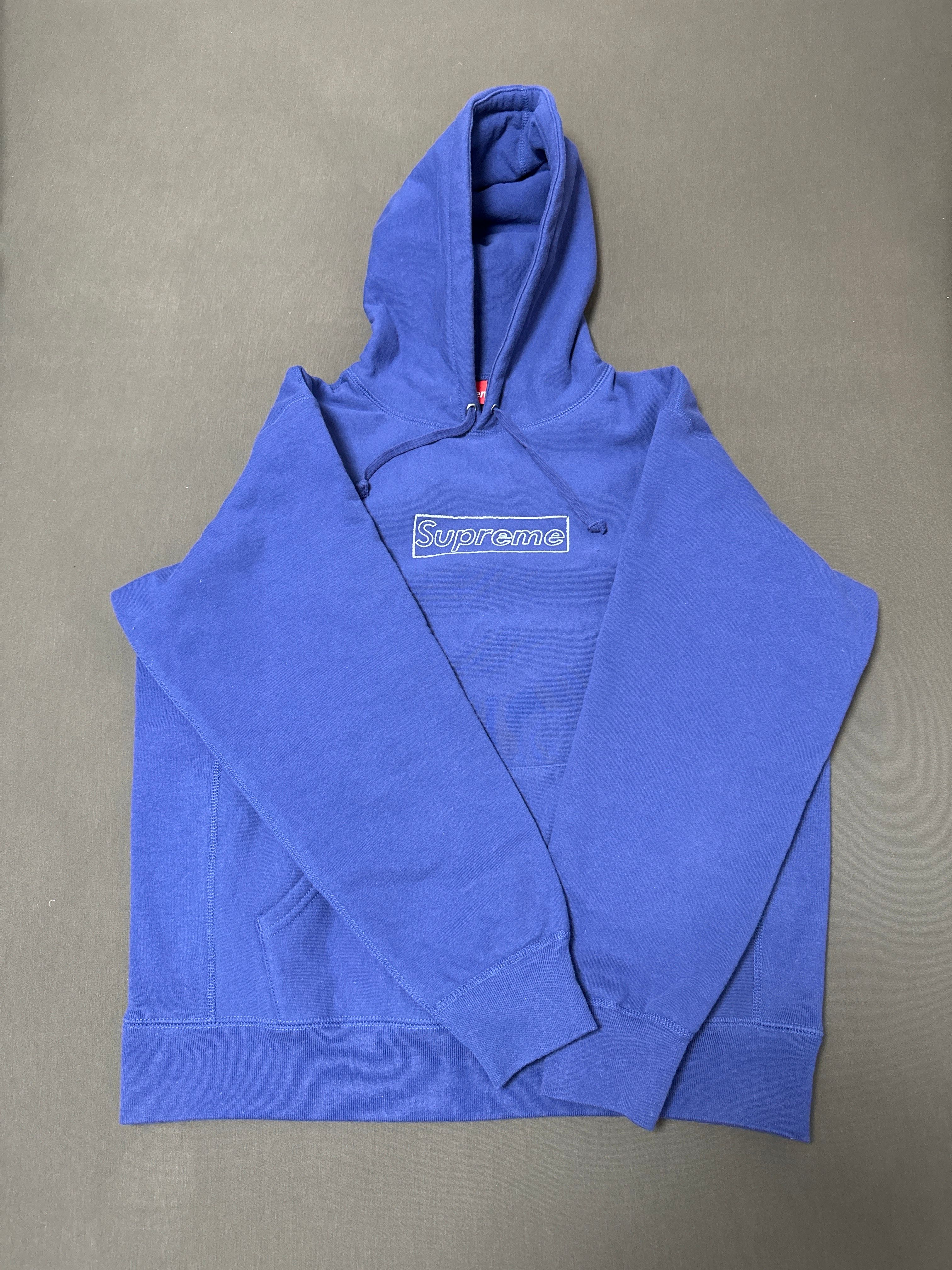 Supreme KAWS Chalk Logo Hooded Sweatshirt "Washed Navy"(2021)