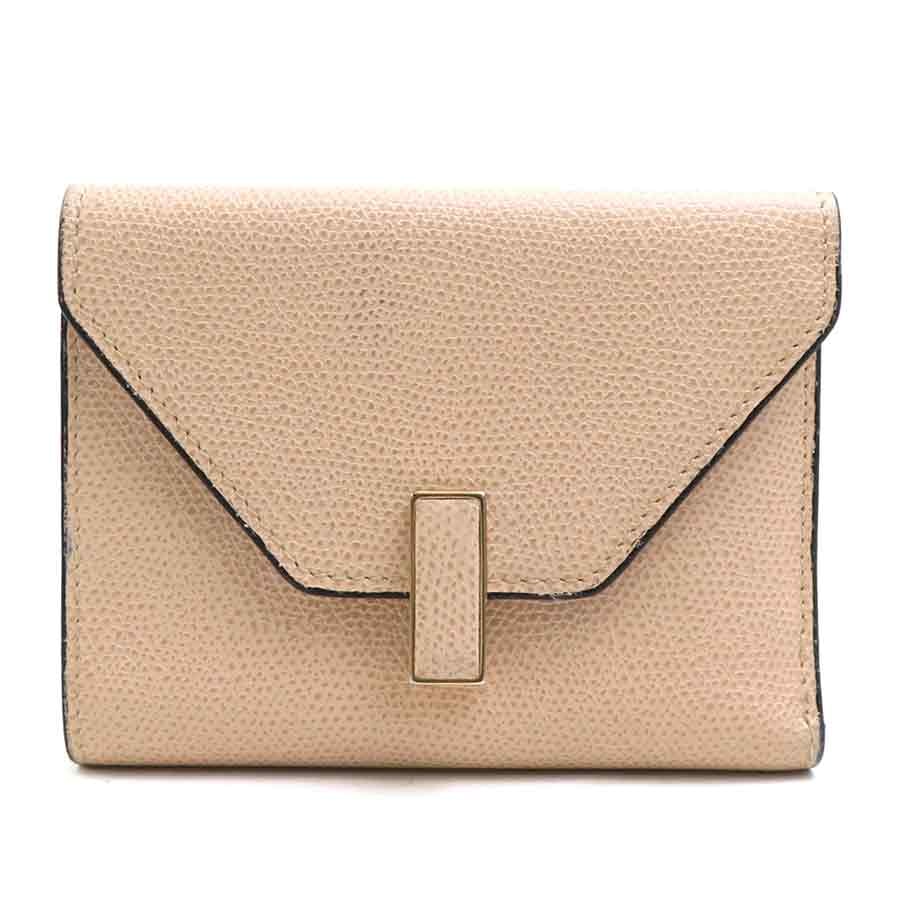 ヴァレクストラ Valextra 三つ折り財布 イジィデ レザー ベージュ レディース【中古】 h31777a