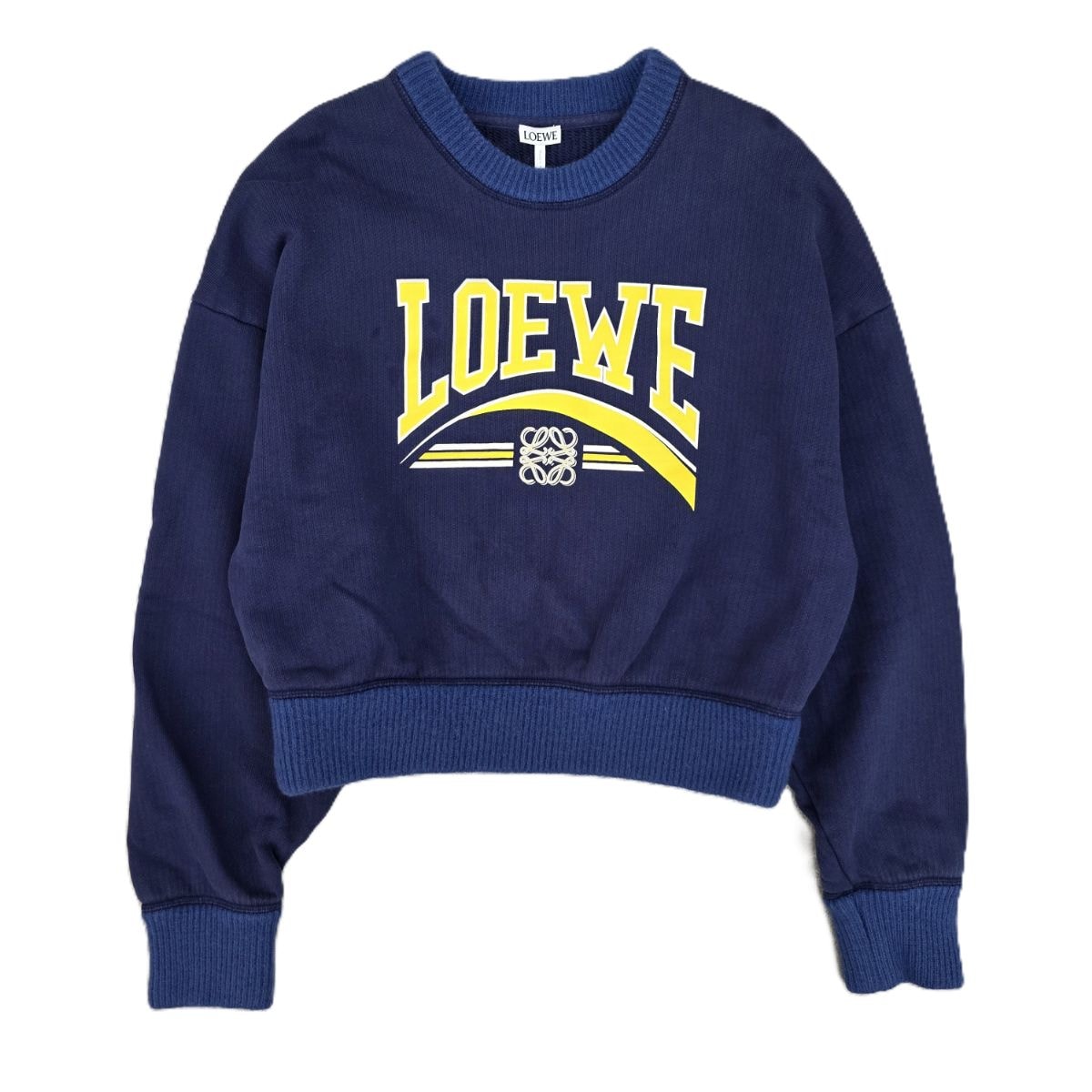 【値下げ】LOEWE ロエベ 23SS アナグラム プリント クロップド 長袖スウェット トレーナー スウェット S359Y24X23 S コットン レディース【中古】