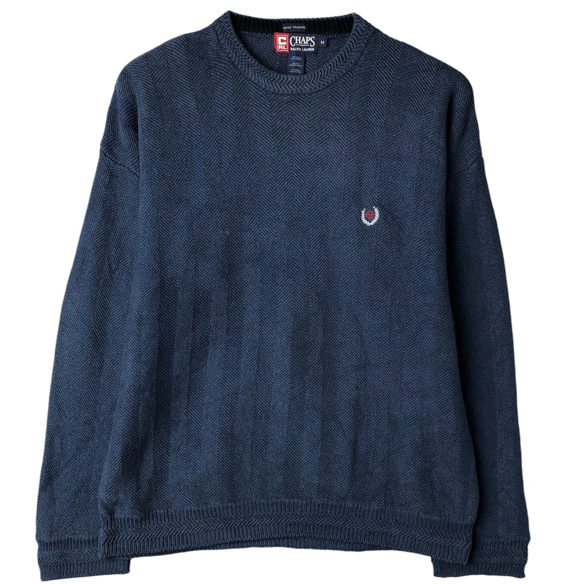 古着 ラルフローレン Ralph Lauren CHAPS チャップス ヘリンボーン コットンニットセーター メンズM相当/eaa546401