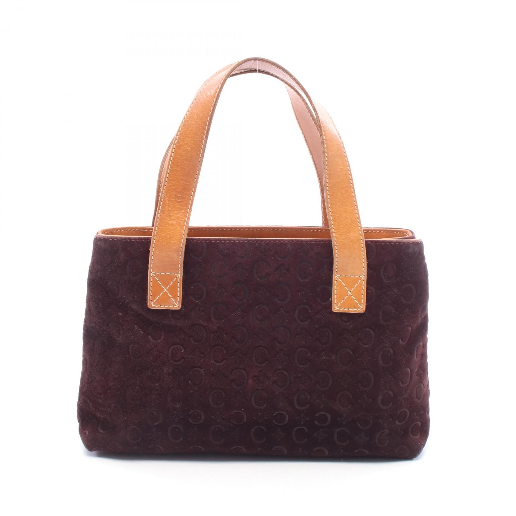 セリーヌ CELINE Cマカダム ハンドバッグ バッグ スウェード レザー レディース ボルドー系 / ブラウン系 【中古】