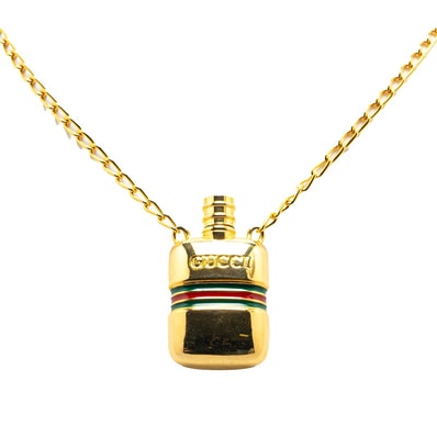 グッチ 香水瓶 シェリーライン ロングネックレス ゴールド マルチカラー メッキ レディース GUCCI 【中古】