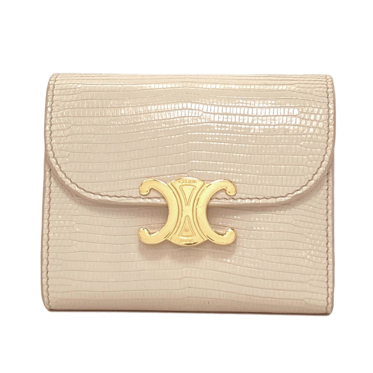 CELINE セリーヌ スモール フラップウォレット 二つ折り財布(小銭入れあり) リザード レディース [中古]