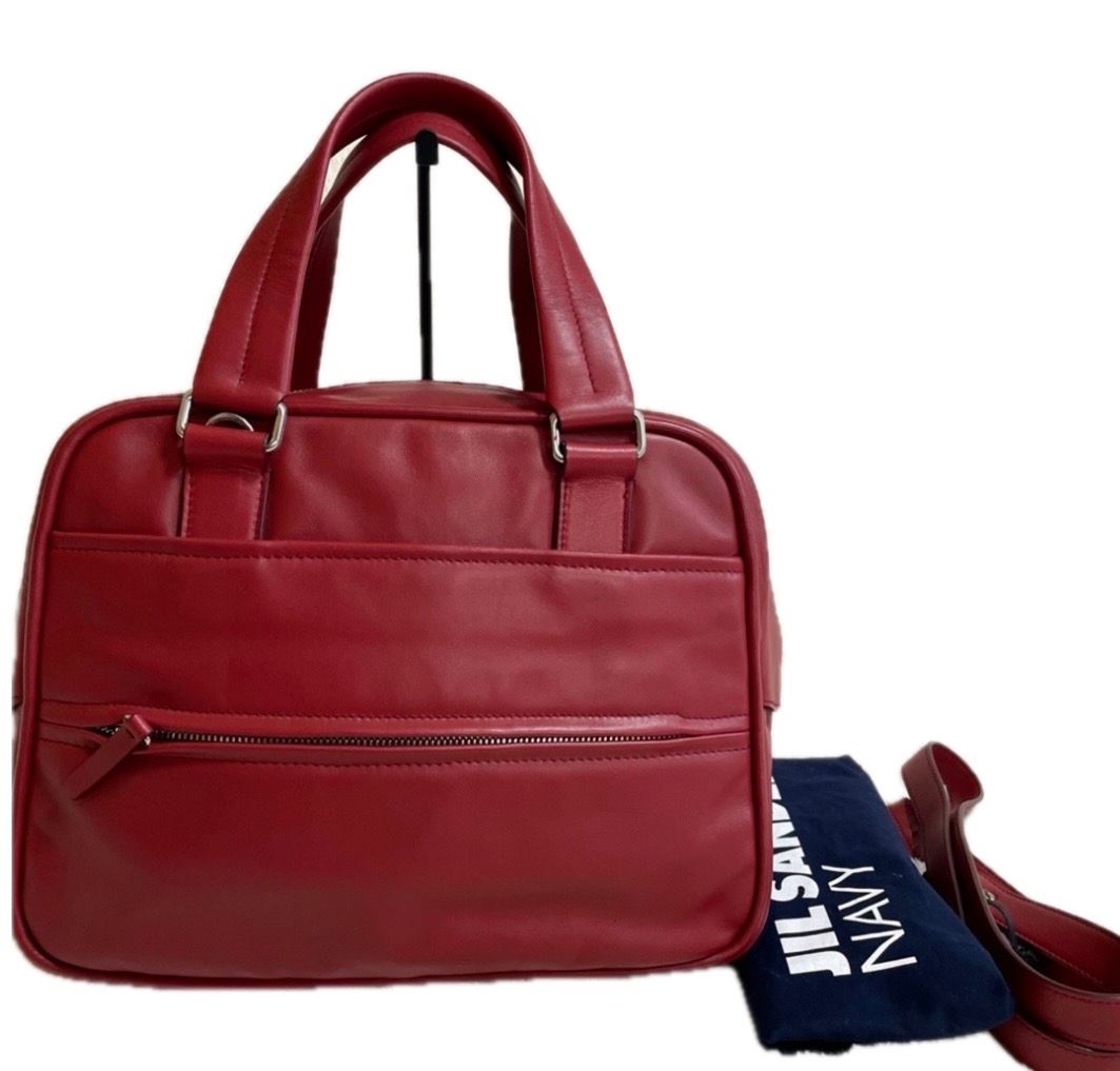 ジルサンダー オールレザー 2way ハンドバッグ ショルダーバッグ 赤