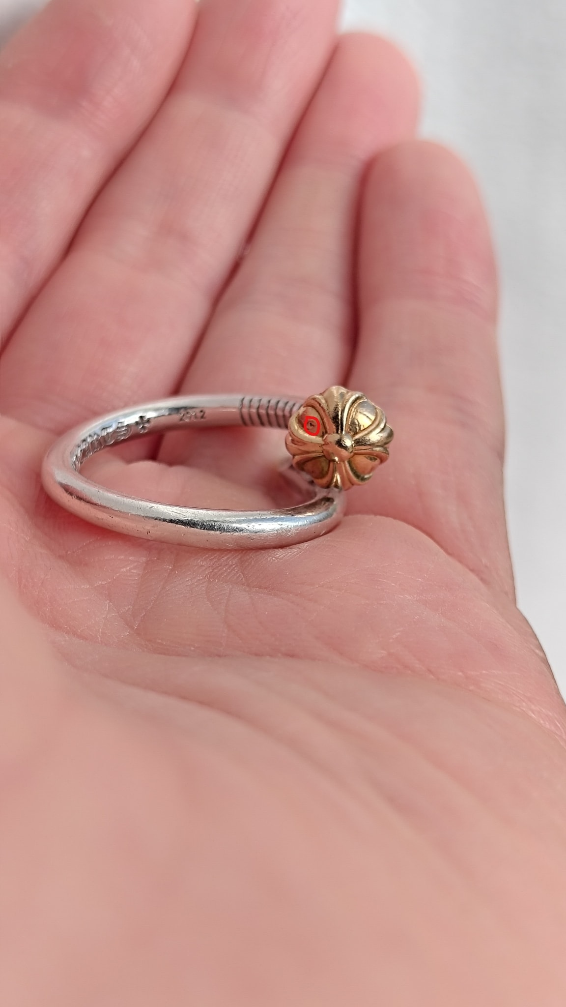 Chrome Hearts 22K Nail Cross Ball Silver Gold Combi Ring "Silver/Yellow Gold"