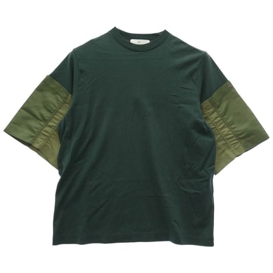 TOGA トーガ TV251-JK330 Cotton jersey S/S コットン ジャージ 異素材 切り替え 半袖 Tシャツ グリーン系 46【中古】