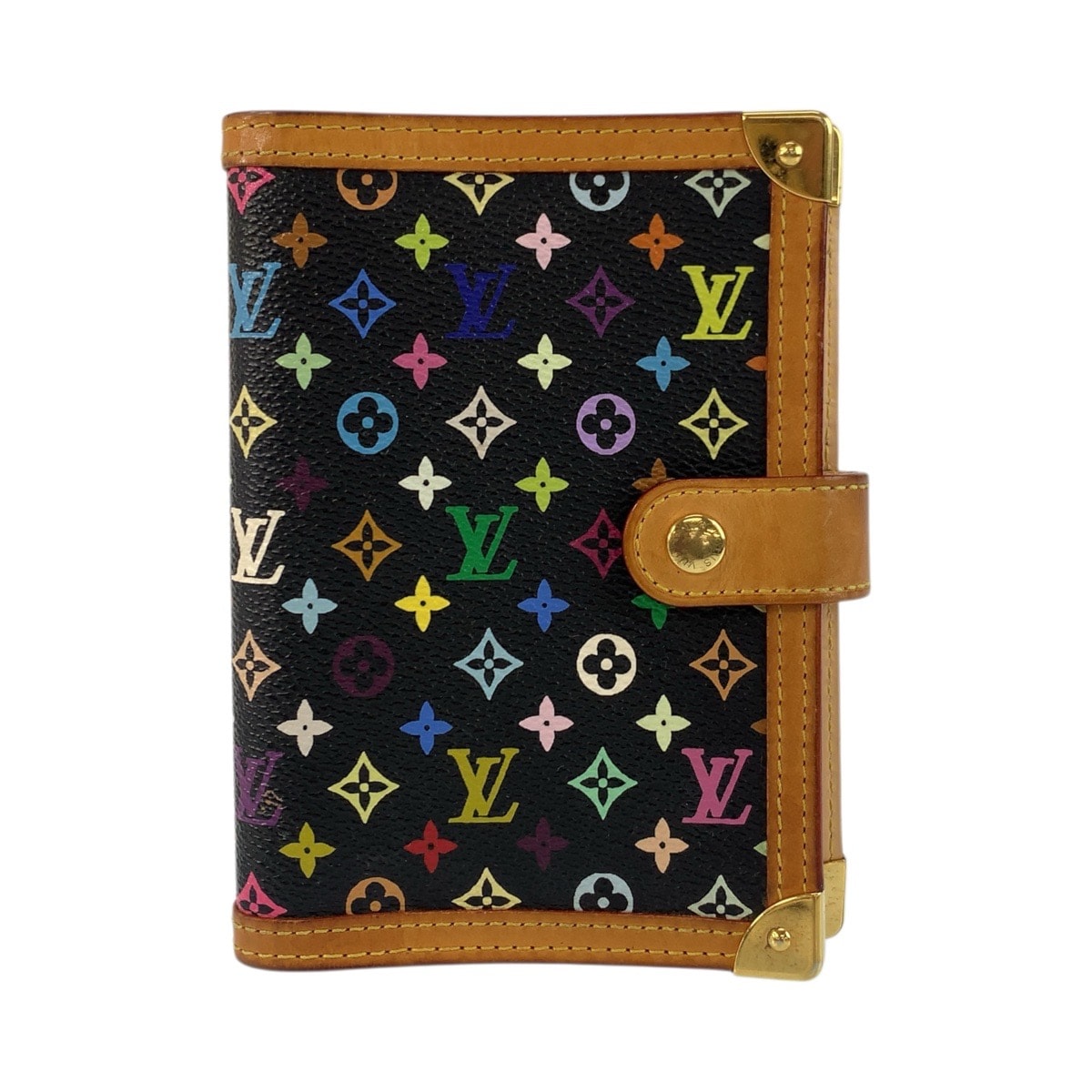 美品 LOUIS VUITTON ルイヴィトン モノグラム マルチカラー アジェンダPM ノワール ブラック ゴールド金具 PVC レザー/ 手帳カバー 601609 【中古】