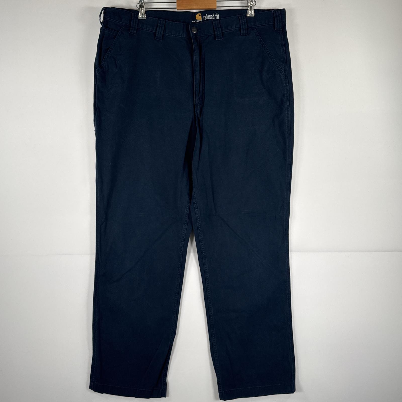 古着 カーハート Carhartt ワークパンツ ダック ペインター 作業着 ワンポイント ロゴ 大きいサイズ カーゴパンツ w44 L34  ネイビー メンズ