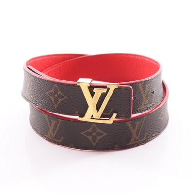ルイ・ヴィトン LOUIS VUITTON サンチュール イニシャル ゴールド金具 リバーシブル ベルト 衣料品 レザー PVC モノグラム ルージュ レディース ブラウン系 / レッド系 M9498 【中古】