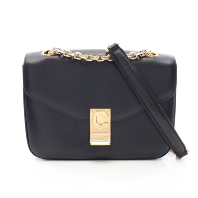 セリーヌ CELINE C セー ミディアム ショルダーバッグ バッグ レザー レディース ブラック系 【中古】
