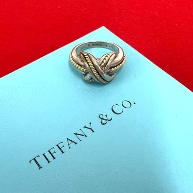 TIFFANY&Co. ティファニー シグネチャー クロス リング シルバー925 K18イエローゴールド リング・指輪 8号 シルバー
24388