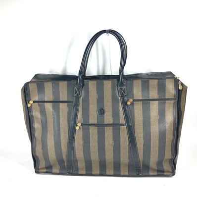 フェンディ FENDI ズッカ 特大 ヴィンテージ カバン 旅行バッグ トラベルバッグ ボストンバッグ PVC/レザー ブラウン