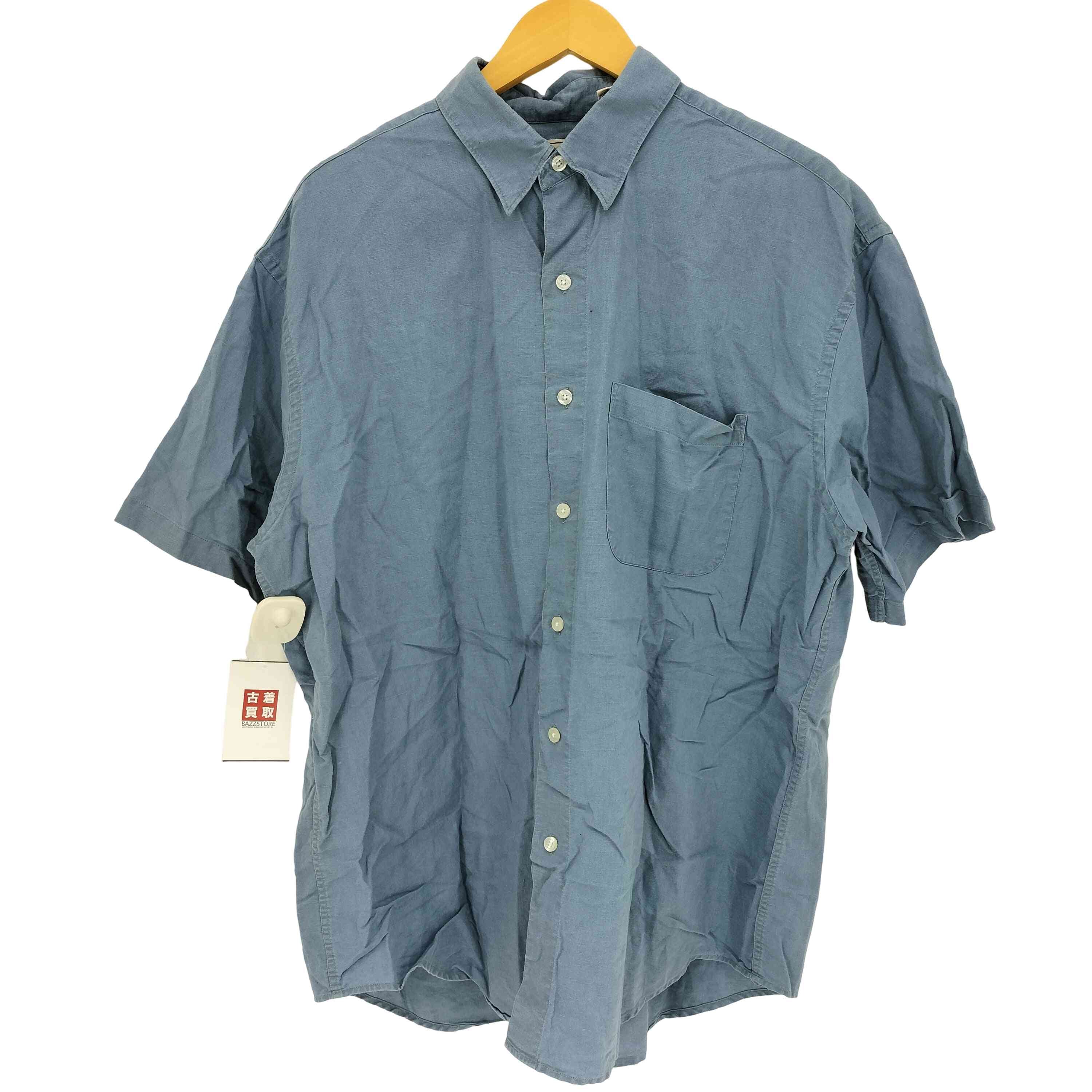 90-00s 隠し三点止め リネン コットン 半袖シャツ ボックス【1142448708137】