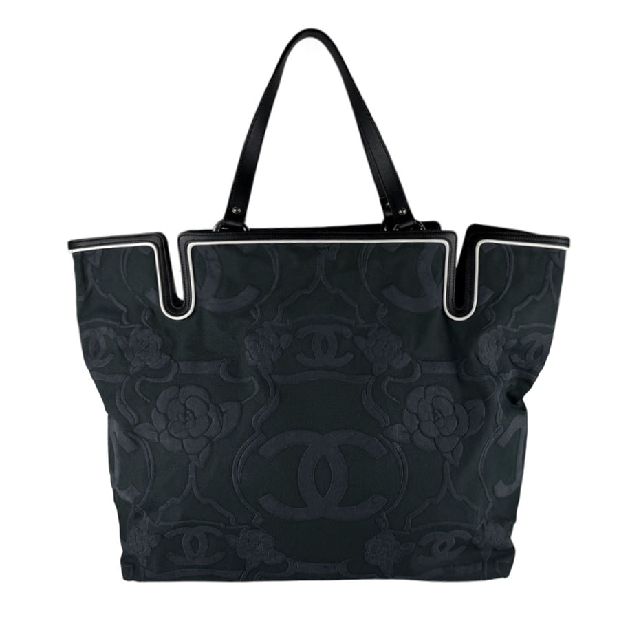 シャネル CHANEL ハンドバッグ カメリア キャンバス/レザー ブラック ユニセックス【中古】 z10527