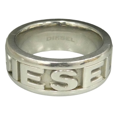 DIESEL ディーゼル ステンレス スチール ロゴ リング シルバー系 12.5号【中古】