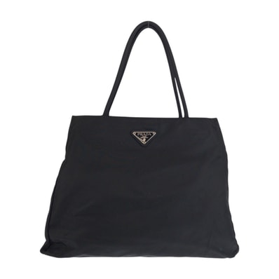 美品 PRADA プラダ テスート 三角ロゴプレート ブラック 黒 シルバー金具 ナイロン トートバッグ ハンドバッグ 601581 【中古】