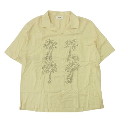CELINE セリーヌ 半袖シャツ 23SS 2C947852C エンブロイダリー ハワイアン オープンカラー 半袖 シャツ ベージュ系 42【中古】