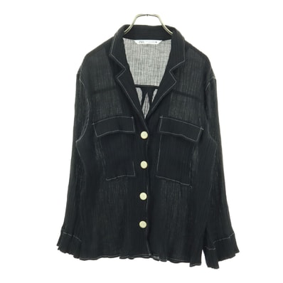 ZARA ザラ 7分袖 プリーツ シャツ S ブラック