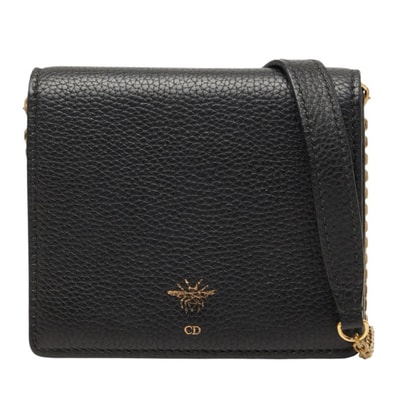 ディオール D-Bee ディービー ウォレット チェーン ショルダーバッグ ブラック レザー レディース Dior 【中古】