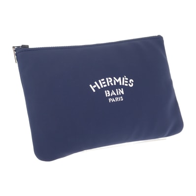 エルメス HERMES トゥルースフラット MM ネオバン ポーチ ナイロン ポリウレタン ネイビー レディース【中古】【ABランク】