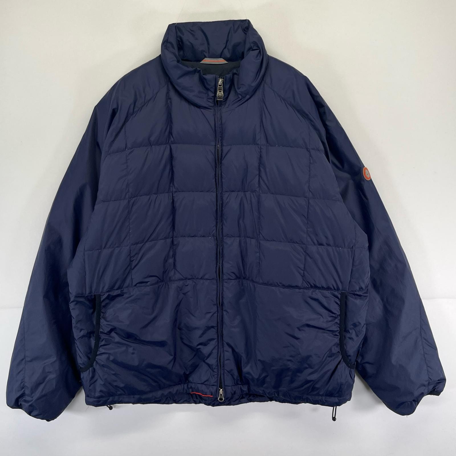 古着 90's/90年代 ティンバーランド Timberland ジャケット 大きいサイズ ダウン フルジップ 2XL  ネイビー系 メンズ