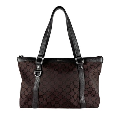 グッチ GUCCI ハンドバッグ ナイロンキャンバス/レザー ブラウン ユニセックス 268640【中古】 z10262