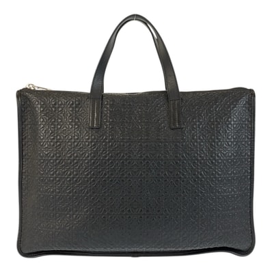 美品 LOEWE ロエベ リピートアナグラム ブラック 黒 シルバー金具 レザー ビジネスバッグ ブリーフケース 600592 【中古】