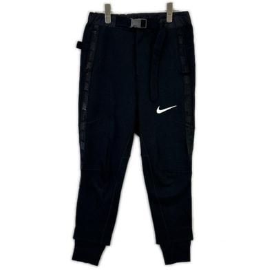 ナイキ ×sacai CZ4698-010 ブラック コットン混 サイドロゴテープ ベルテッド テックフリース イージースウェットパンツ XS