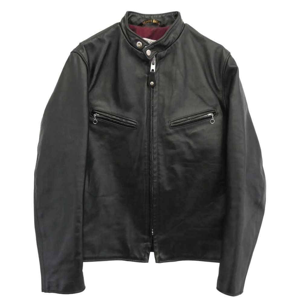 schott ショット ライダースジャケット 7417 USA製 641XXH HORSEHIDE CAFE RACER ホースハイド カフェレーサー シングルライダース レザージャケット ブラック系 40【中古】