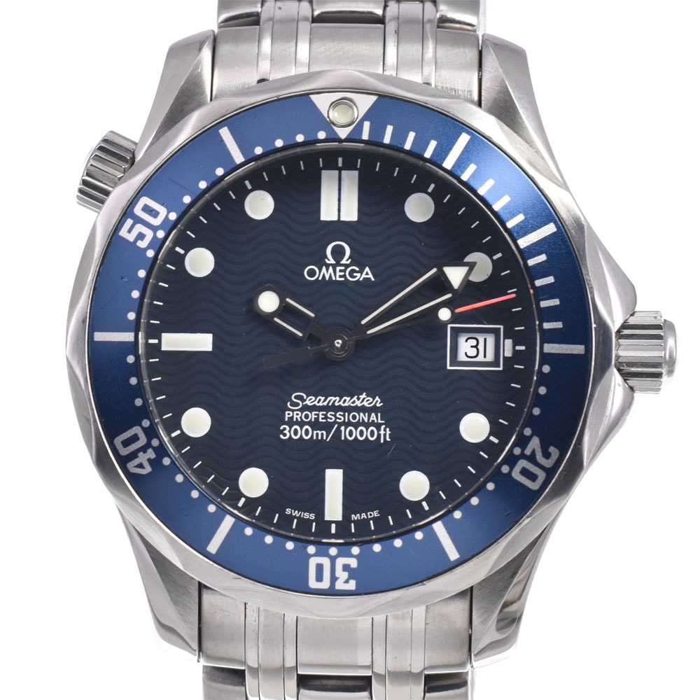オメガ OMEGA 2561.80 シーマスタープロフェッショナル 300m デイト ブルー クォーツ ボーイズ 良品 腕時計 O#148668