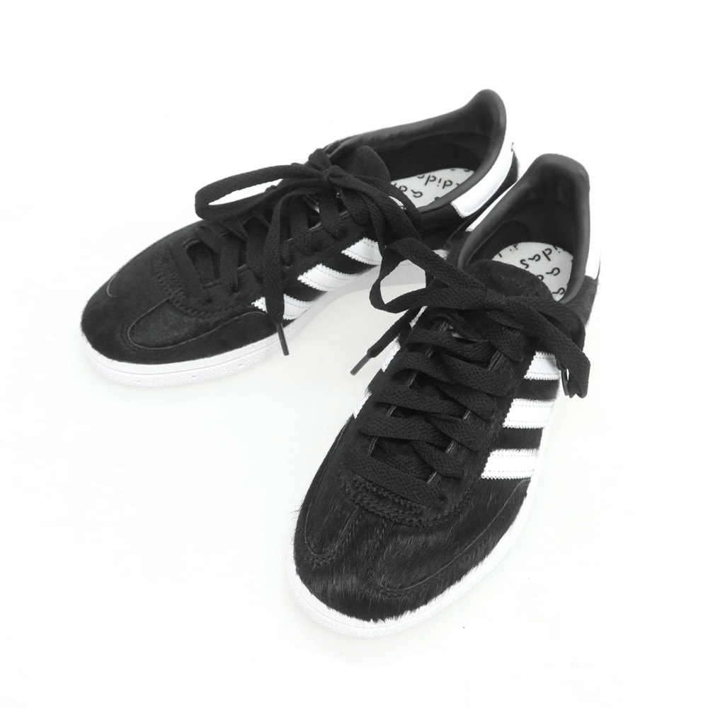 【中古】【未使用】アディダス adidas × とんだ林蘭 HANDBALL SPEZIAL ハラコ スニーカー ブラック【サイズ22.5cm】【レディース】