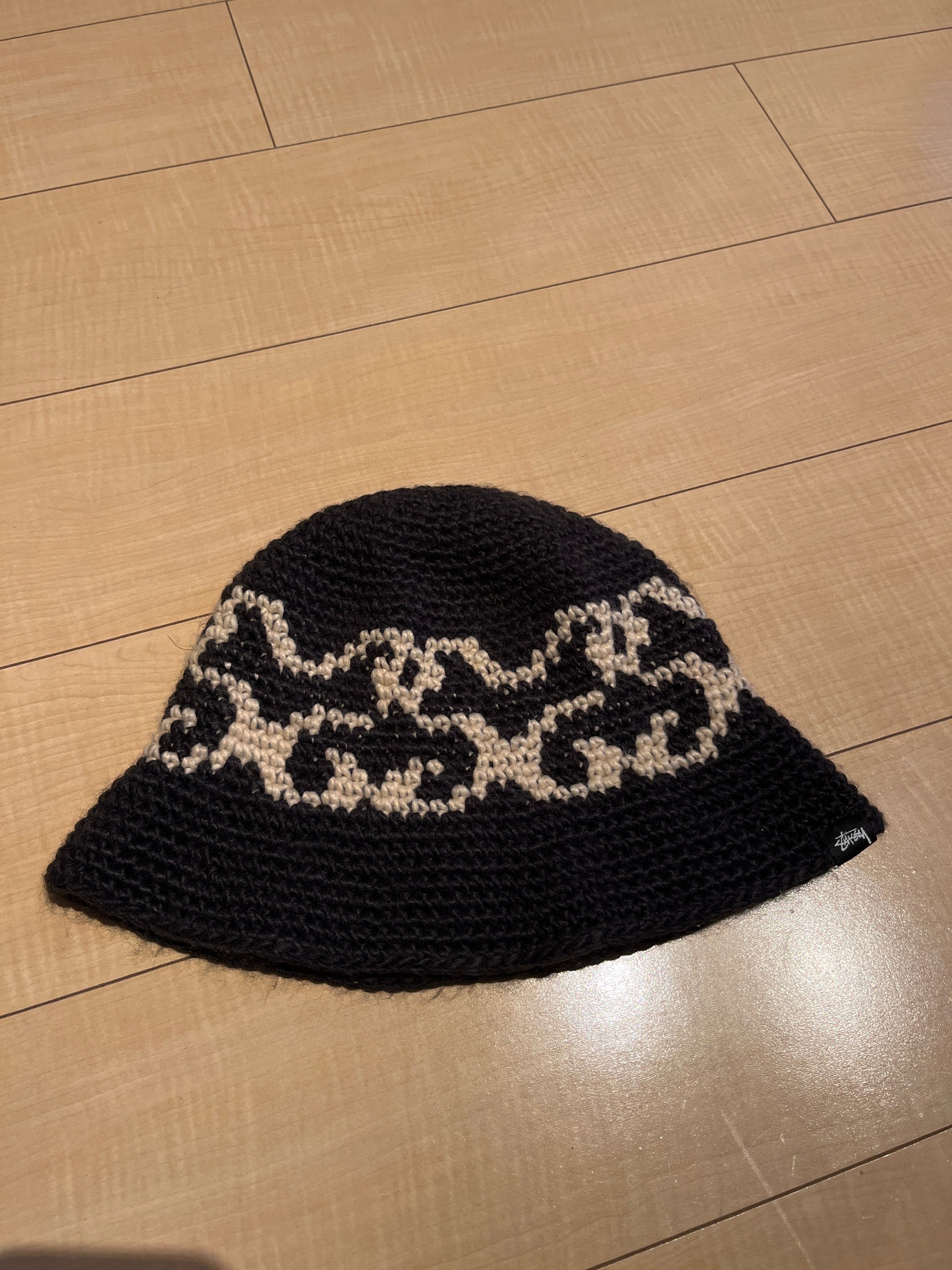 stussy ss knit bucket hat black
