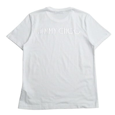 ■美品■JIMMY CHOO ジミーチュウ 半袖Tシャツ サイズM ロゴ 白T ユニセックス イタリア製 ブランド古着【中古】20260619/RA9998