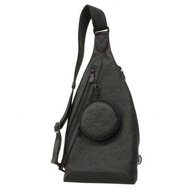 【6de6292】ルイヴィトン ボディバッグ モノグラム・シャドウ デュオスリングバッグ M21890 ブラック【中古】メンズ