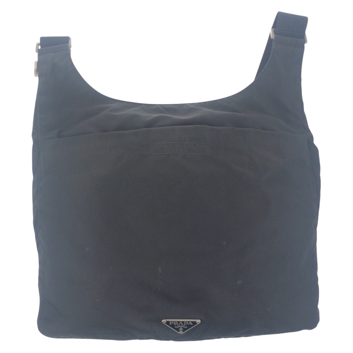 PRADA プラダ テスート 三角ロゴプレート ブラック 黒 シルバー金具 ナイロン ショルダーバッグ 504038 【中古】
