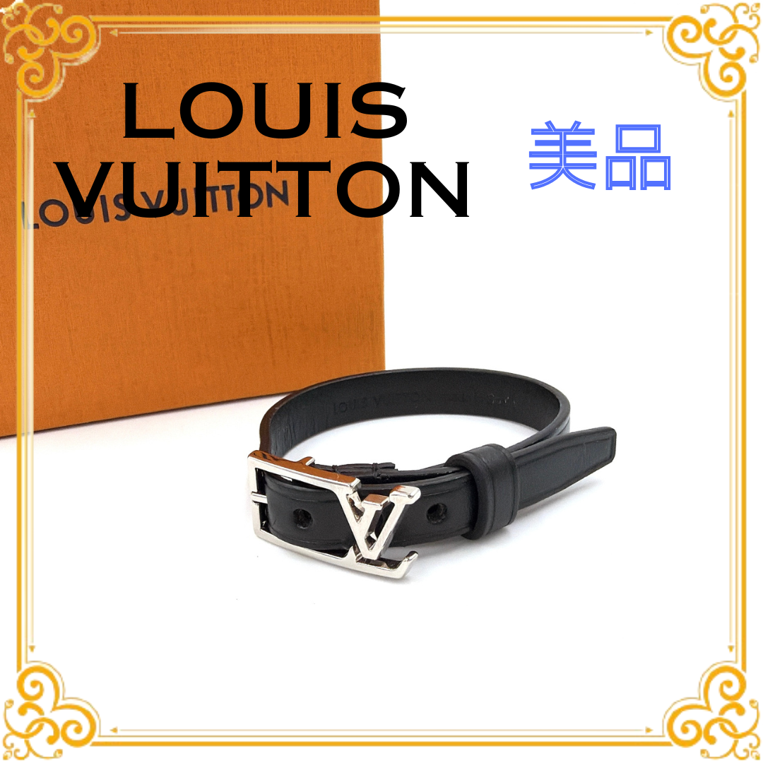 ■美品■ LOUIS VUITTON ルイヴィトン M8284 LV スカイライン ブレスレット ブラック メンズ レディース ユニセックス シルバー金具