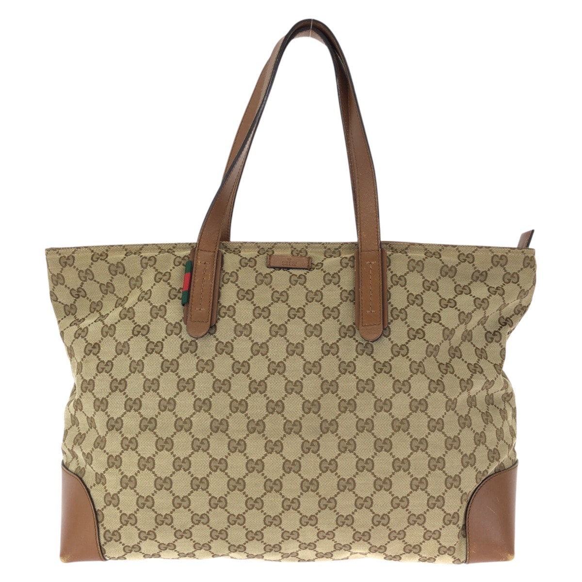 GUCCI グッチ シェリーライン ベージュ ブラウン シルバー金具 GGキャンバス レザー/ トートバッグ 603152 【中古】