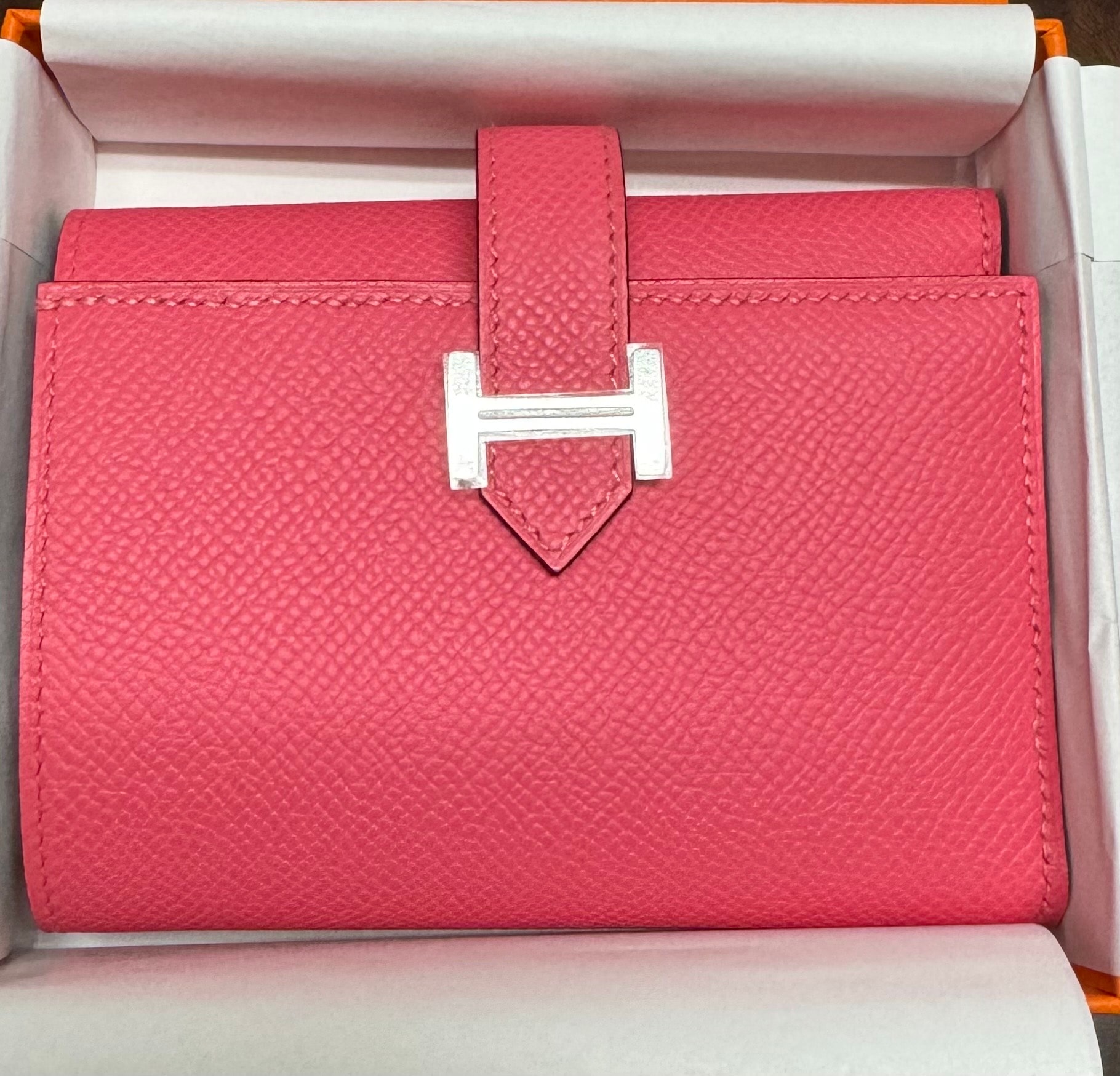 【新品未使用】HERMÈS ベアン コンビネ ローズアザレ 三つ折り財布