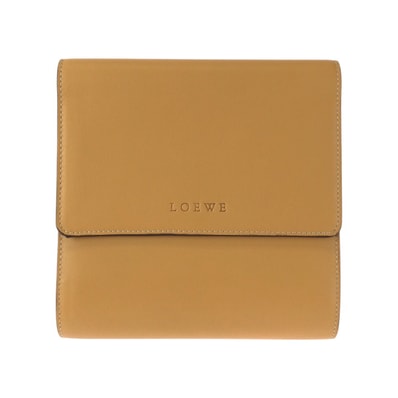 超美品 LOEWE ロエベ ベージュ レザー ビニール/ CDケース DVDケース 604057 【中古】