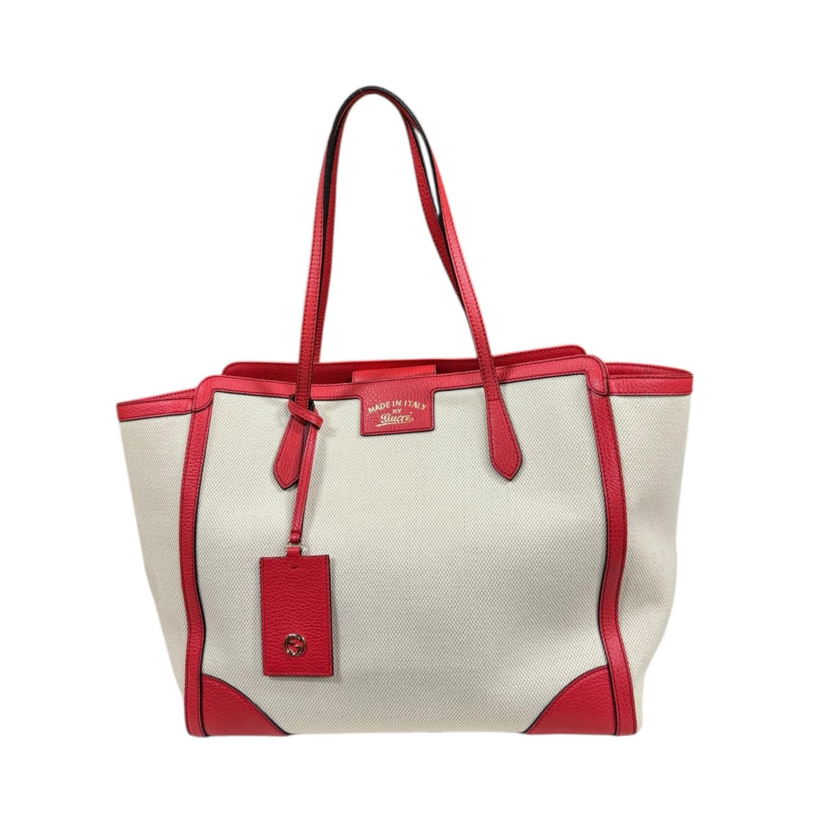 グッチ スウィング トートバッグ キャンバス 354397 レッド レディース GUCCI 中古