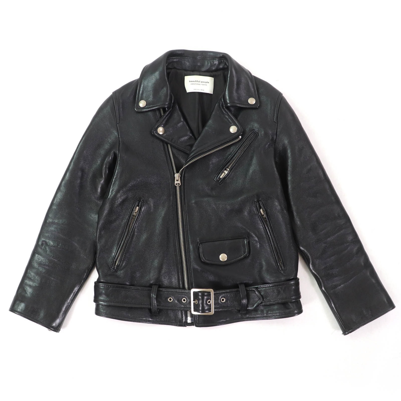美品 ビューティフルピープル
 ライダースジャケット ブラック キッズ 140 1735402411