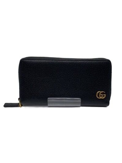 GUCCI GG Marmont Leather Zip Around Wallet "Black/Gold"