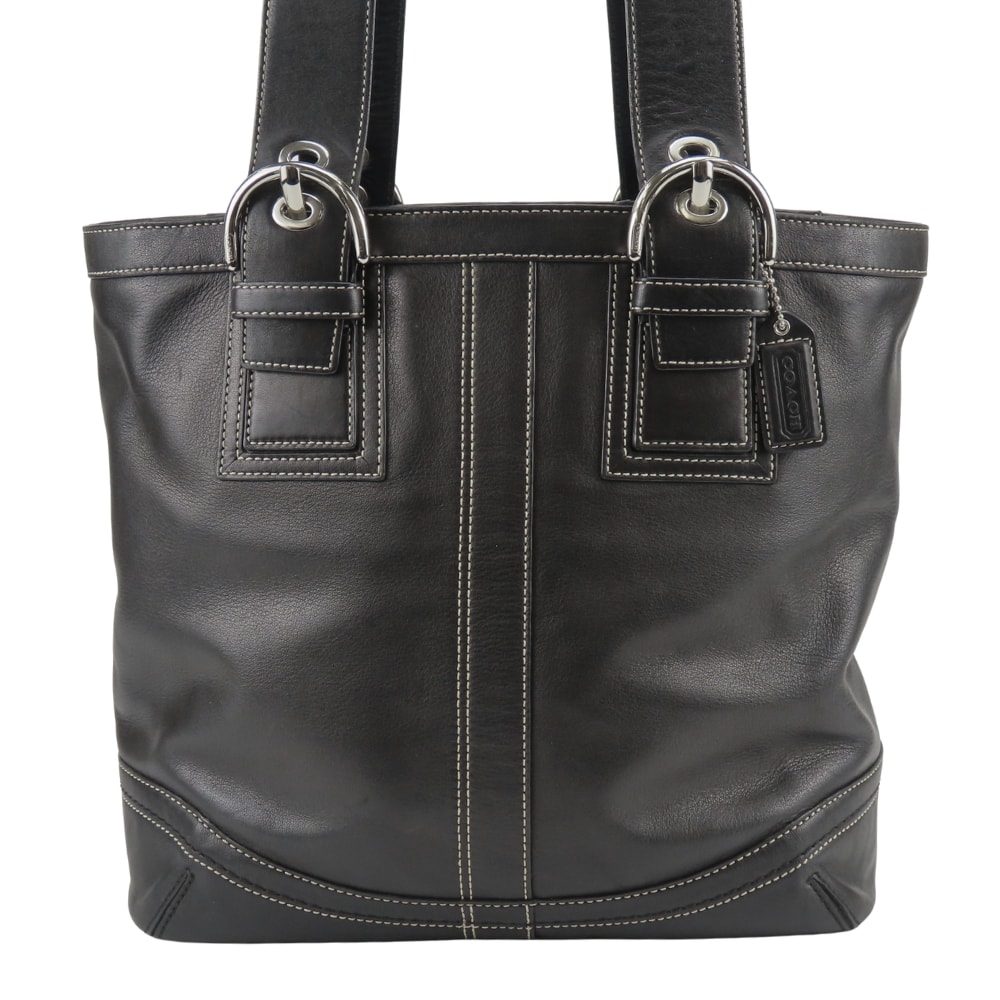 【中古】 コーチ トートバッグ F11098 レザー ブラック シルバー金具 肩掛け レディース 女性 COACH