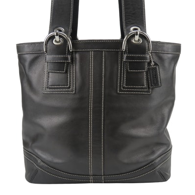 【中古】 コーチ トートバッグ F11098 レザー ブラック シルバー金具 肩掛け レディース 女性 COACH