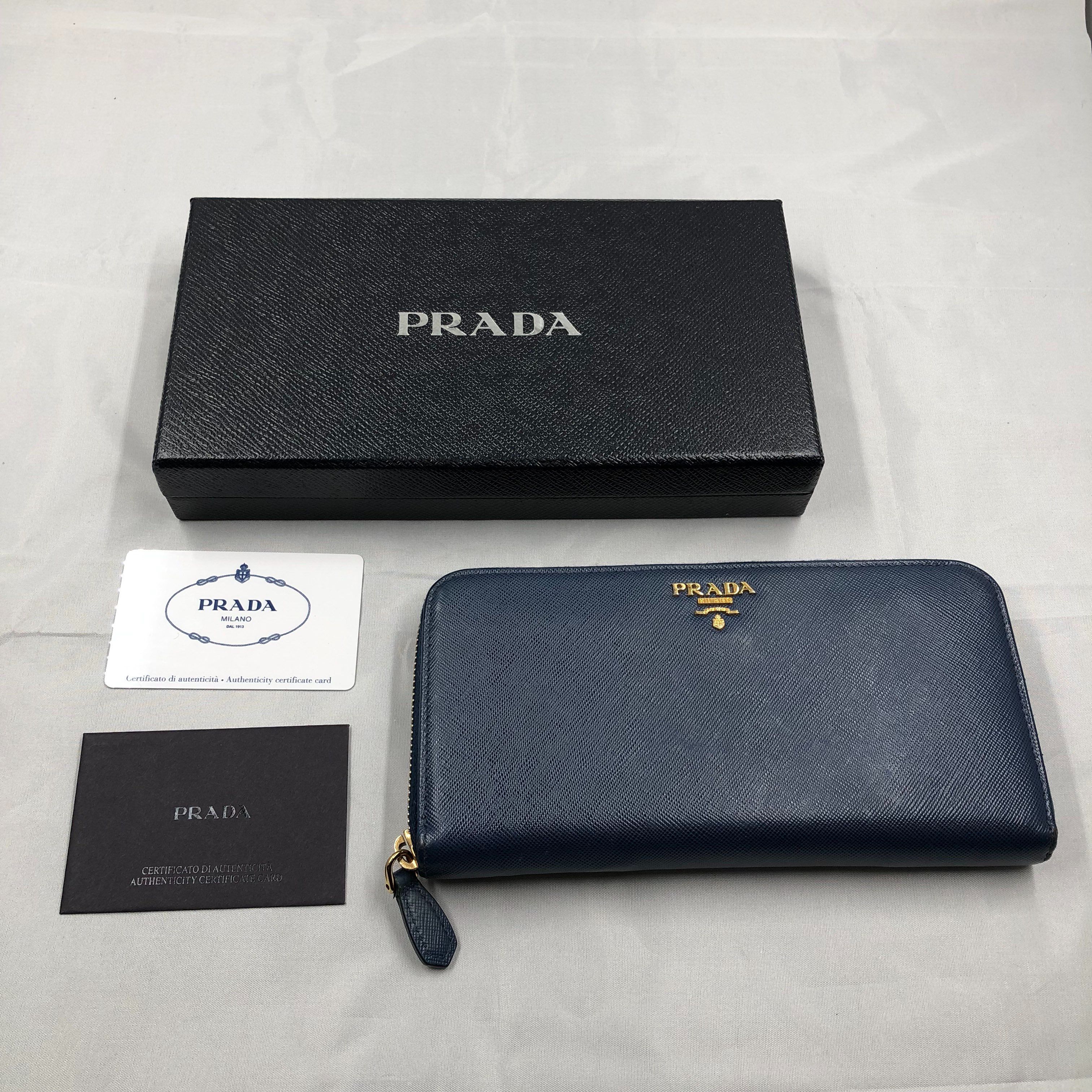 PRADA Saffiano Leather Wallet "Blue"